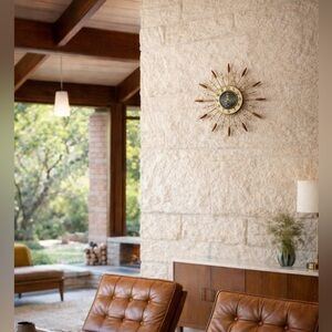 Mid-Century Vintage Sunburst Wall Clock made in USA by United.